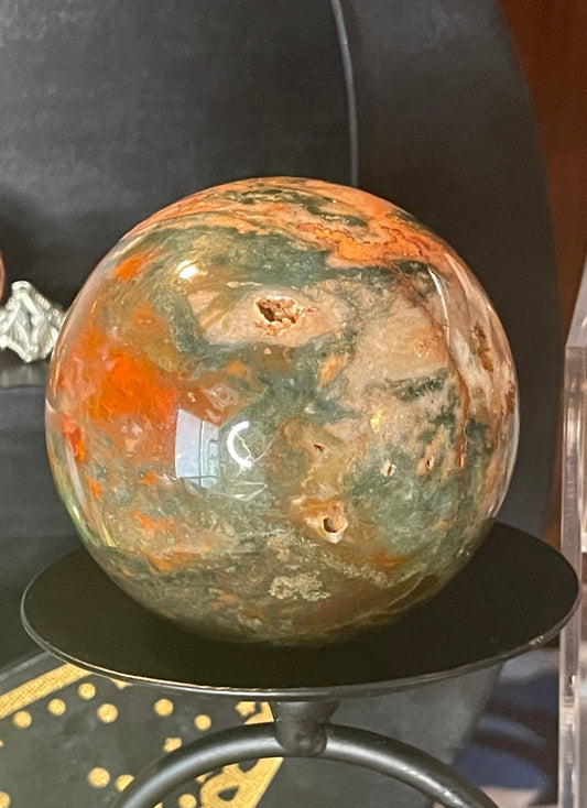 Carnelian and Moss Agate Sphere