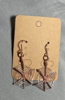 Copper Spider Web Earrings
