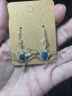 Handmade Kyanite Bat Earrings